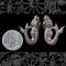 Antiqued Silver Plated Brass Shy Mermaid Pendants Pair - S-P42